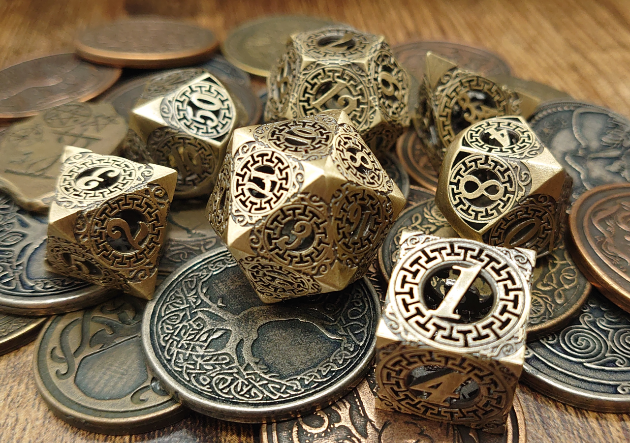 ジオメトリックホロウ-メタルダイスセット / Geometric Hollow-Metal Dice Set